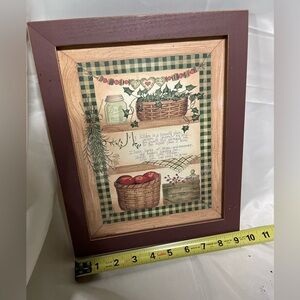 Vintage Kitchen Wall Art Print in Green and Burgundy Frame